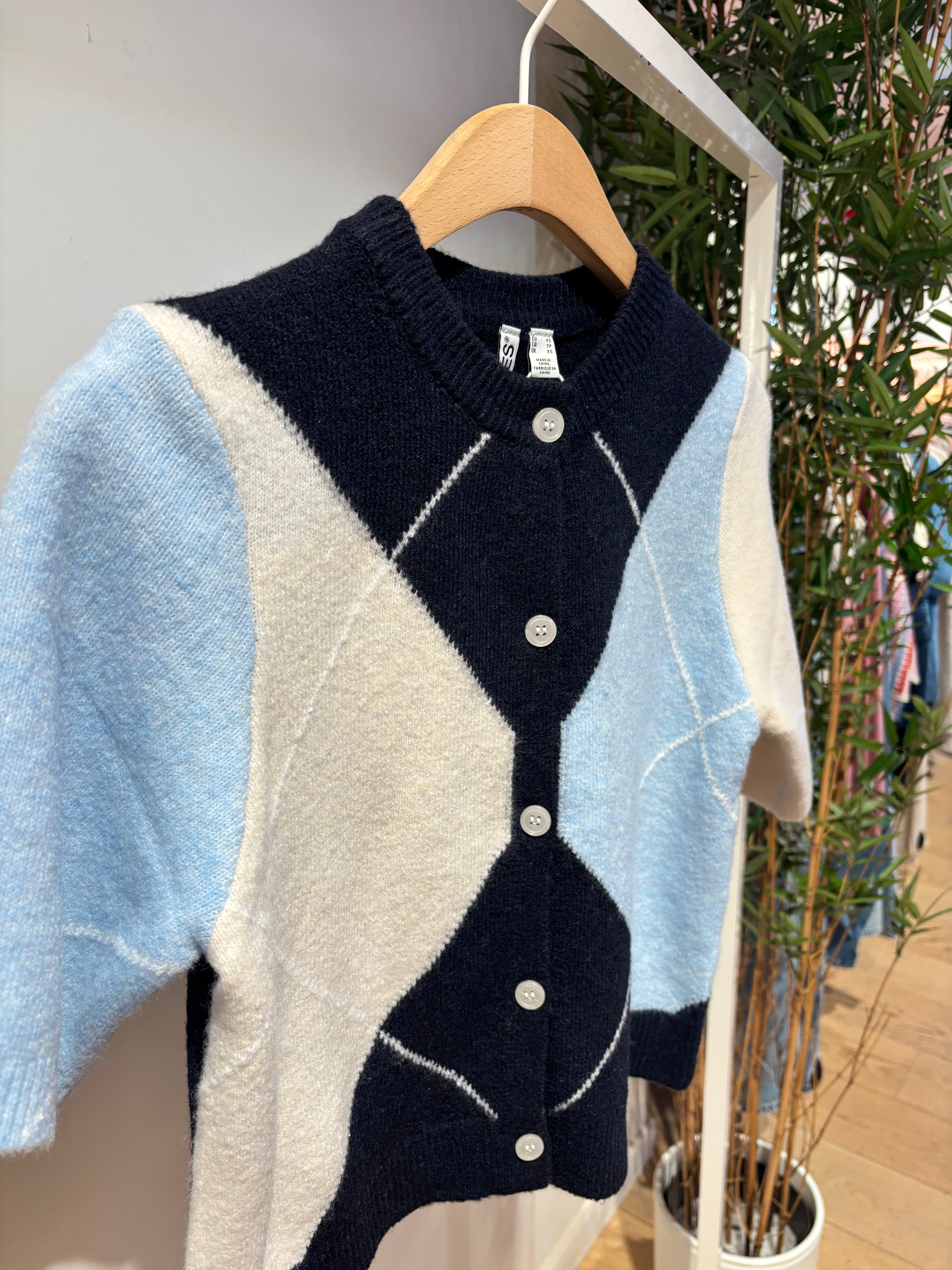 Pcsally Ss Knit Check Cardigan