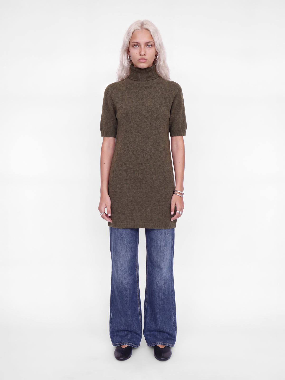 Jxvaleria Ss Roll Neck Dress Knit