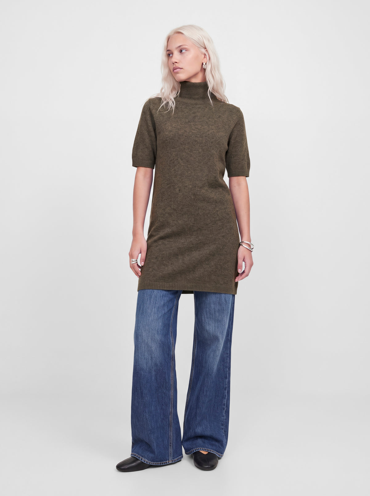 Jxvaleria Ss Roll Neck Dress Knit