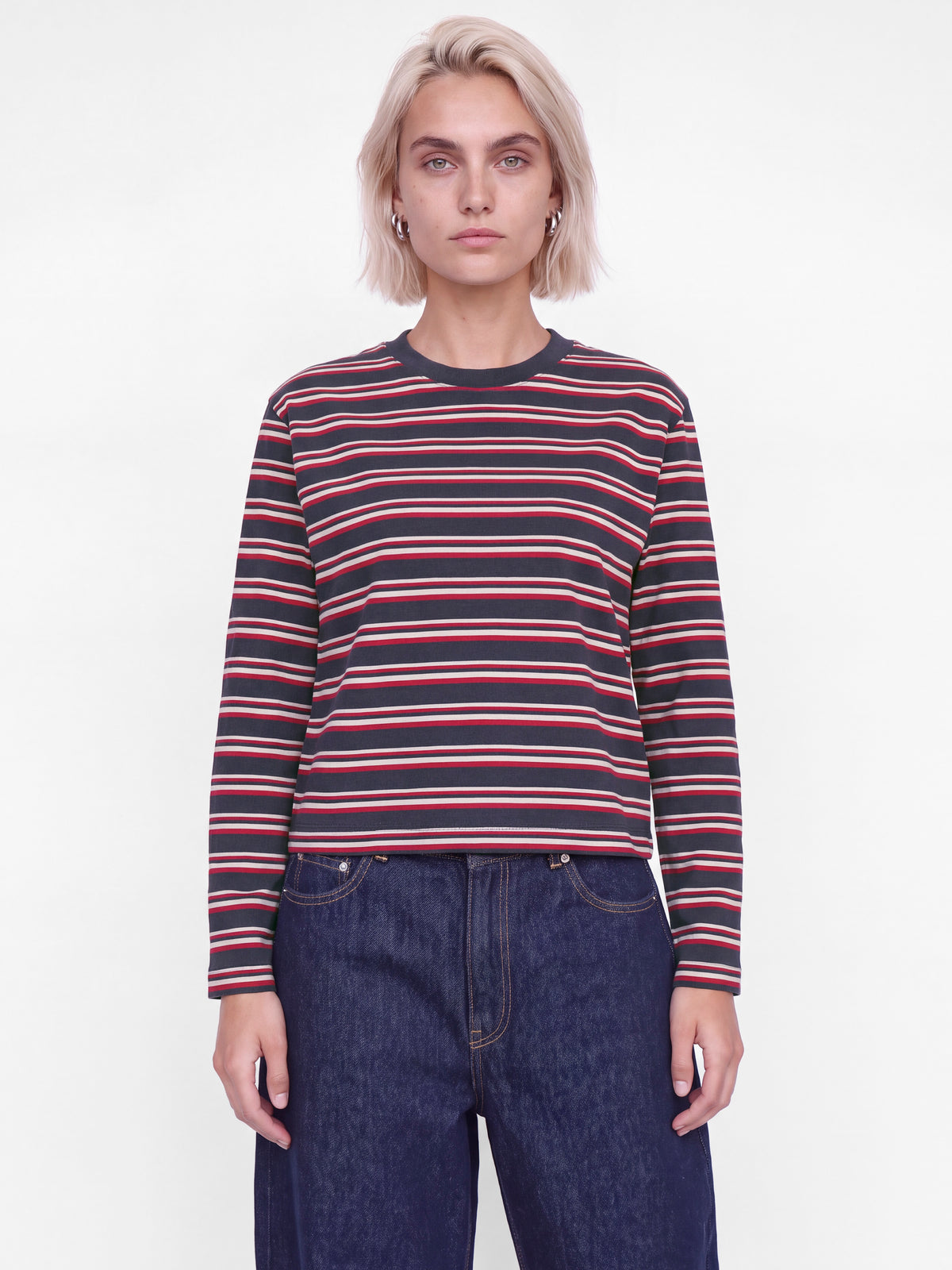 Jxsophia Boxy Ls Stripe Tee