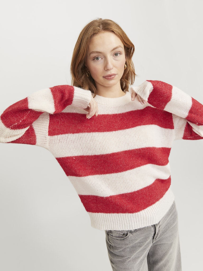 Racing Red Cloud Dancer Pulls - Jxpenelope Crew Neck Knit van JJXX