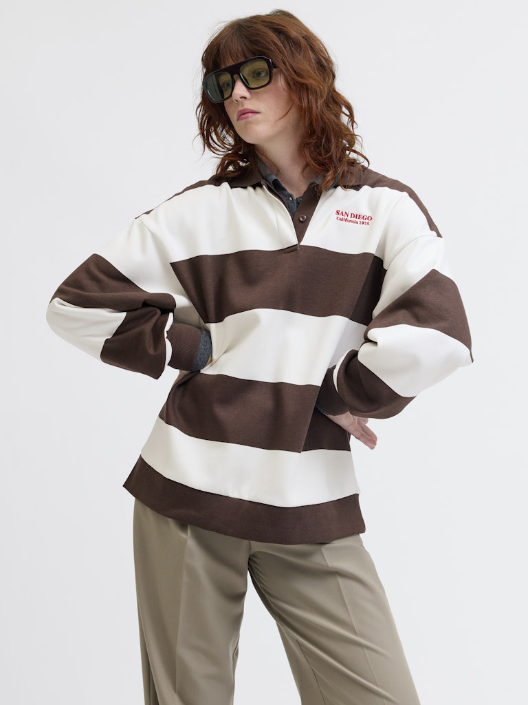 Sweaters - Jxpaloma Loose Ls Stripe Polo Sweater van JJXX