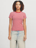 Bright White Racing Red T-shirts - Jxgigi Ss Stripe Tee - SS25 van JJXX