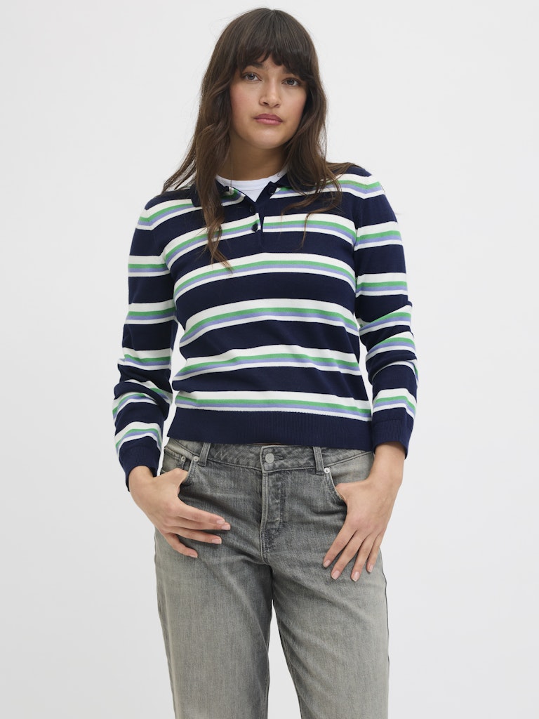 Maritime blue Pulls - Jxlilliana Ls Polo Neck Knit van JJXX
