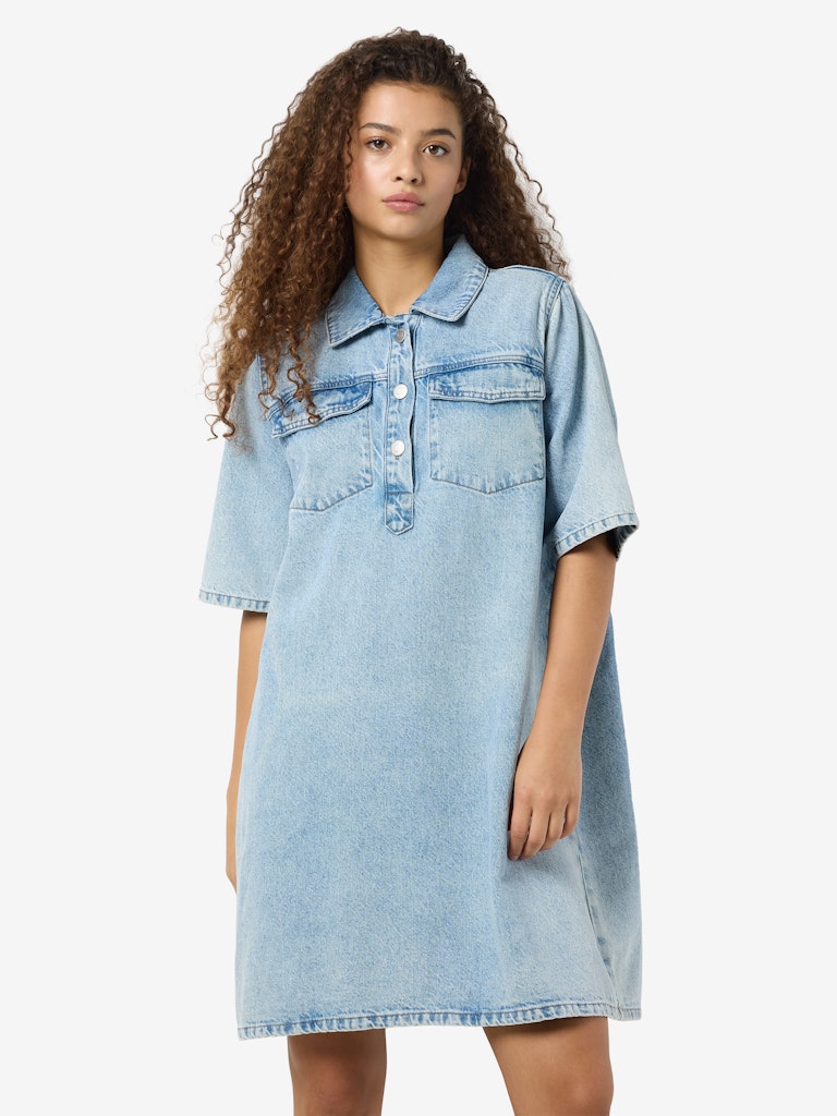 Light Blue Denim Jurken - Nmindie S/S Short Dress Az429Lb van noisy may