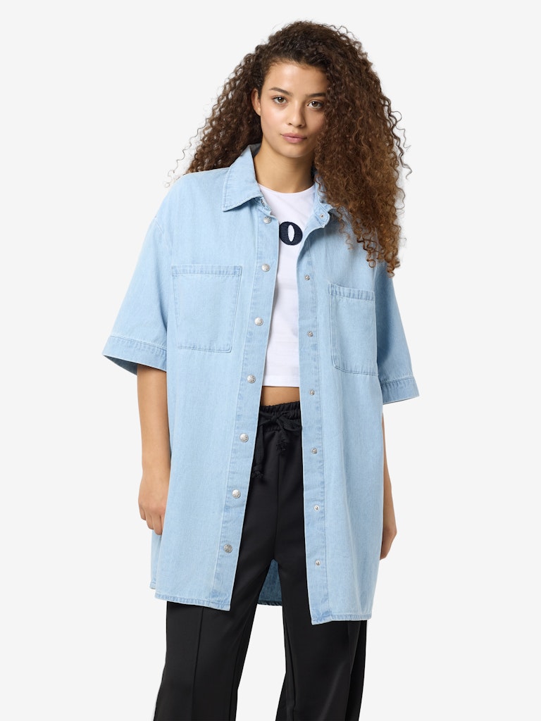 Light Blue Denim Jurken - Nmoregon S/S Denim Acid Shirt Dress van noisy may