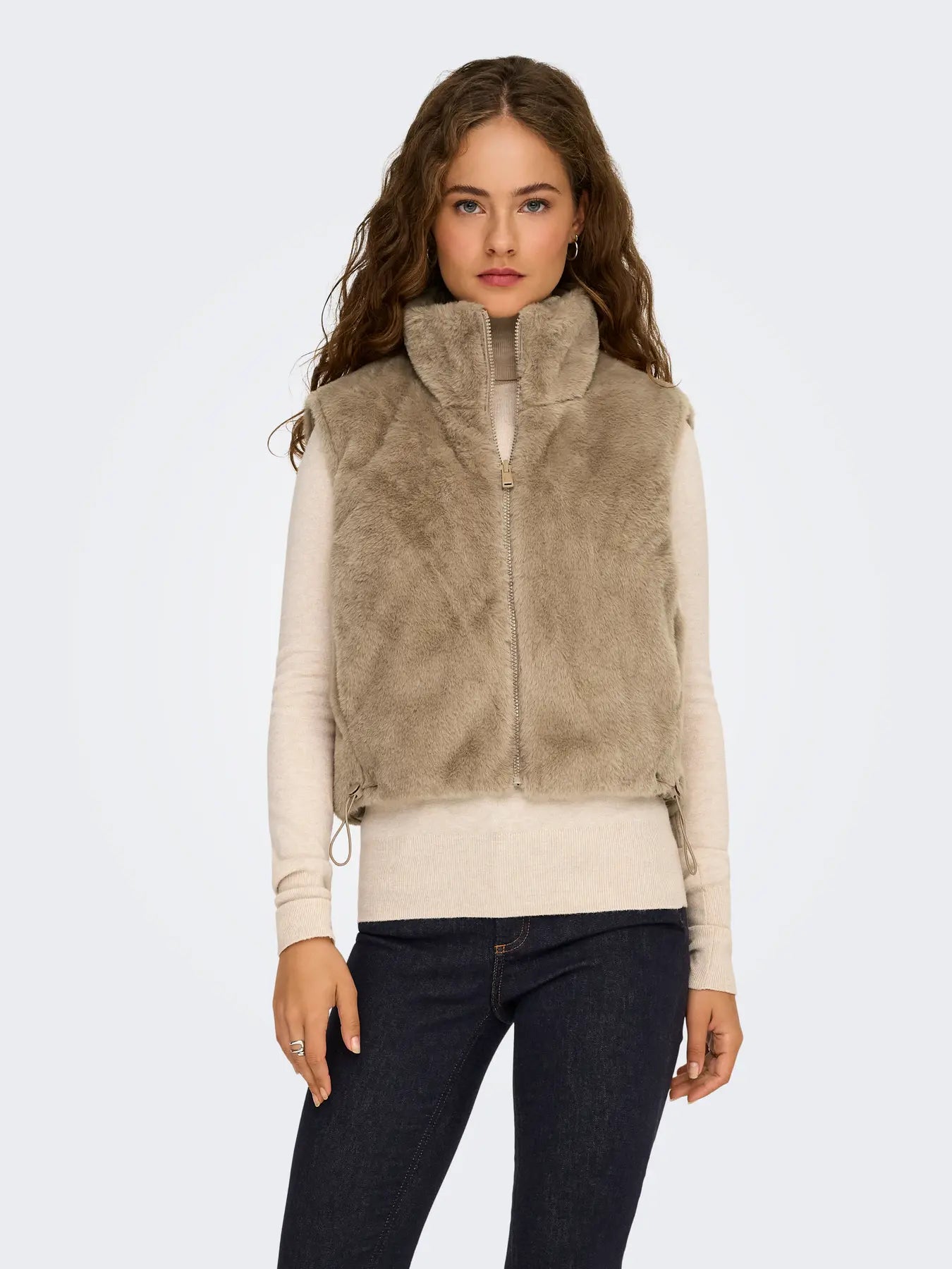 Onldana Life Faux Fur Waistcoat reversible