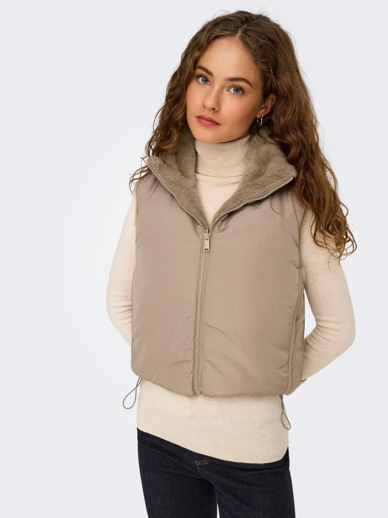 Onldana Life Faux Fur Waistcoat reversible