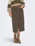 Coffee quartz Rokken - Onlmoxie Hw Long Slit Corduroy Skirt van Only