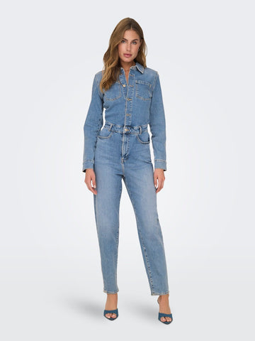 Jumpsuits - Onlbelieve L/S Denim Ankle Jumpsuit van Only