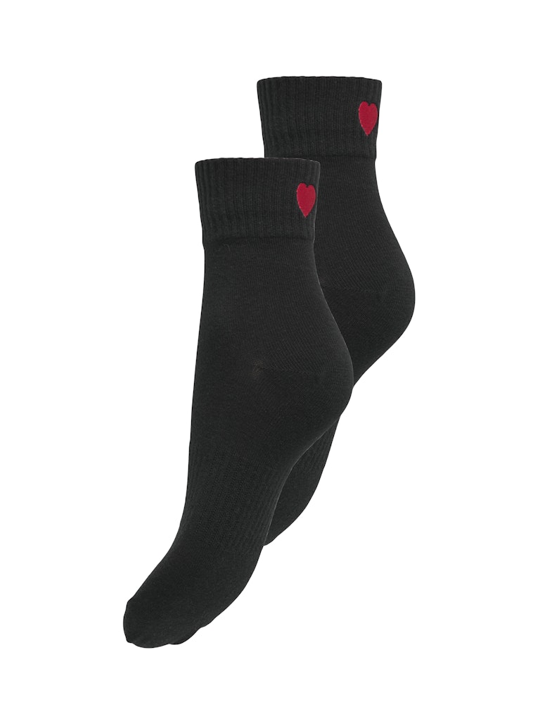 Black RED HEART ONE SIZE Sokken - Onlea Lurex Heart Tennis Socks 2-Pack van Only