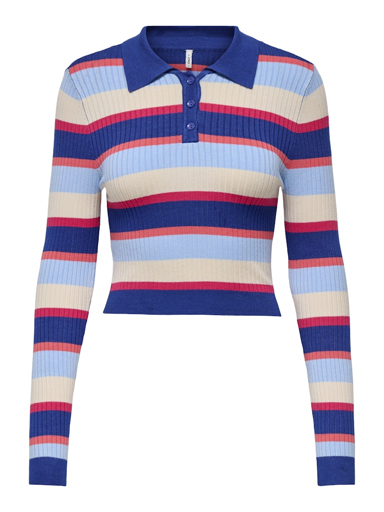 Mazarine Blue Dubarry Open A Birch Raspberry Pulls - Onlkarol Ls Crop Rib Button Polo Knit van Only