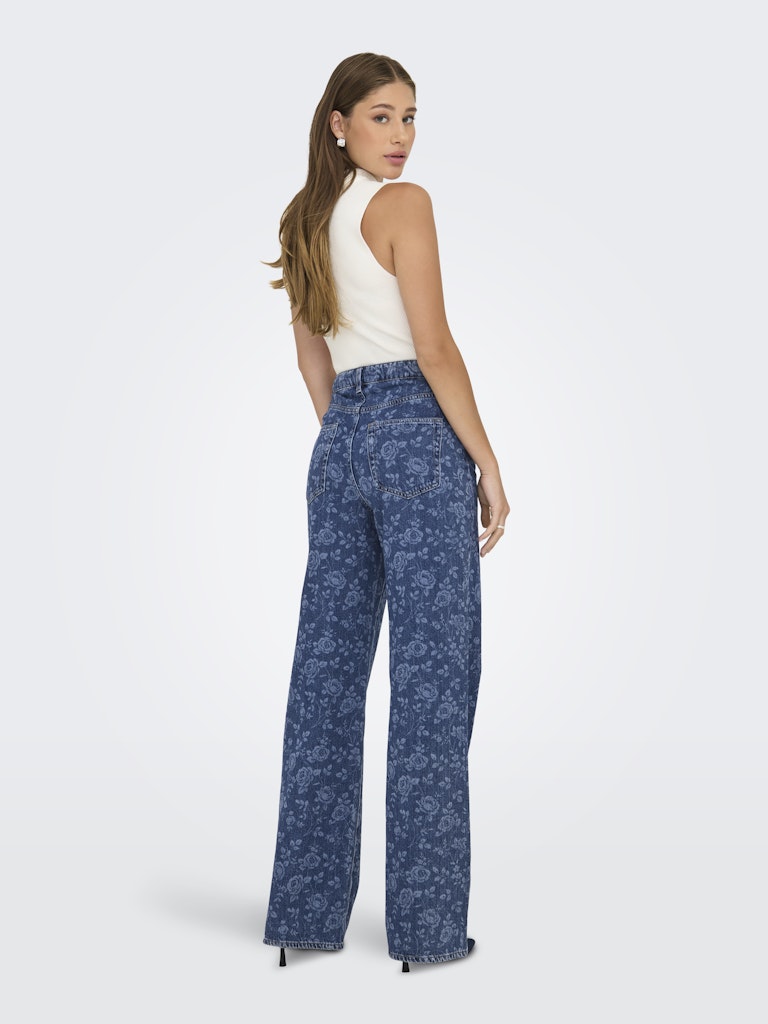 Jeans - Onlhope Ex Hw Wide Rose Aop Denim Pants van Only