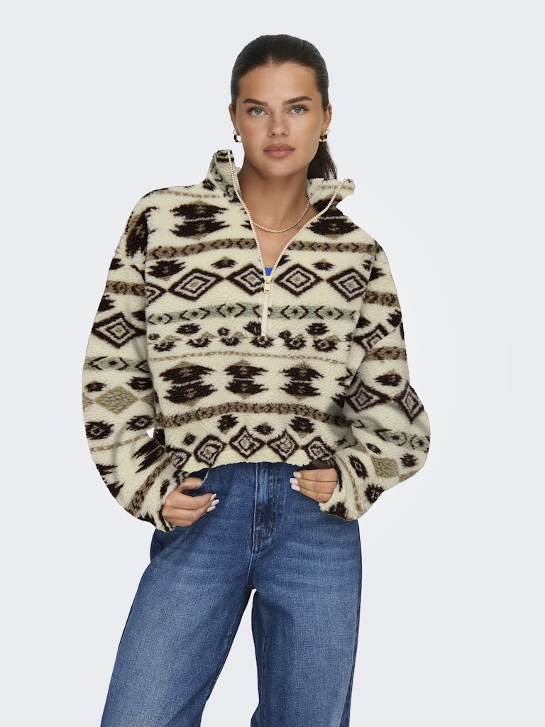 Almond oil Pulls - Onljanne Aztec Teddy L/S Halfzip Teddy van Only