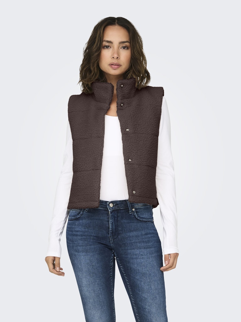 Seal brown Jassen - Onlsandra Teddy Waistcoat van Only