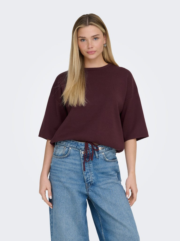 Onlsiteri Ss Loose Tie O-Neck Top Knit - AW26