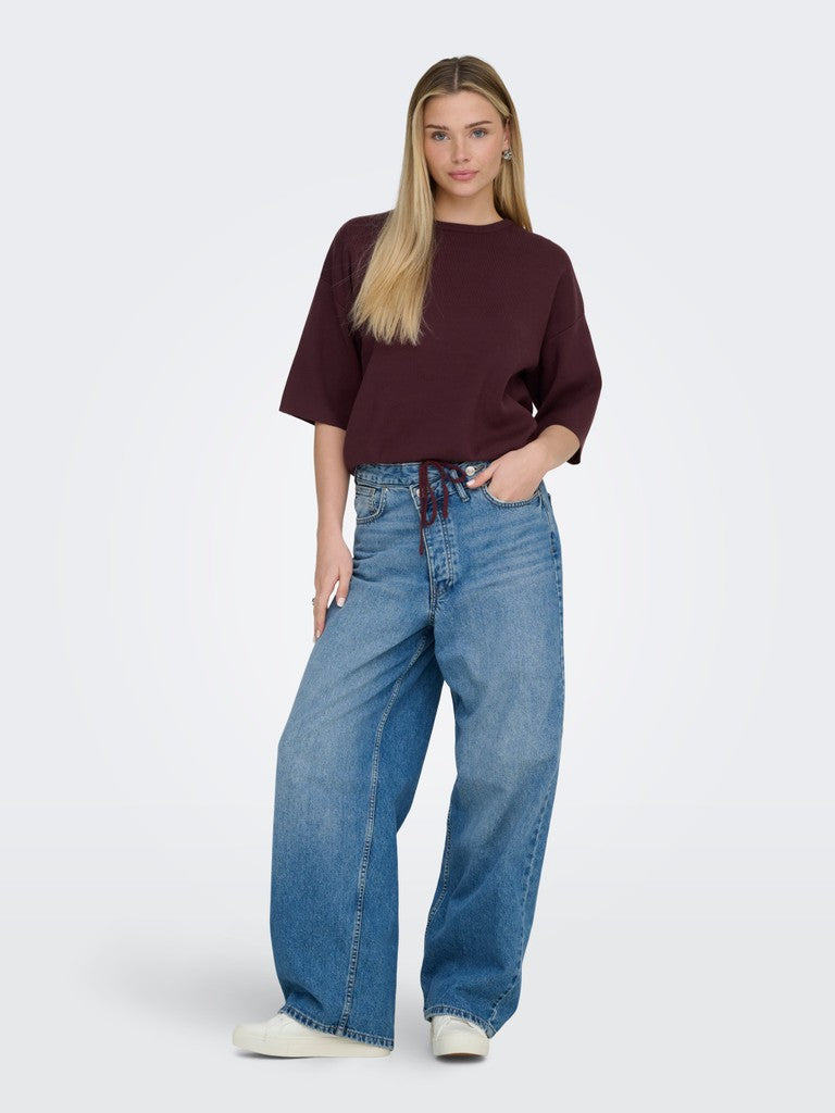 Onlsiteri Ss Loose Tie O-Neck Top Knit - AW26