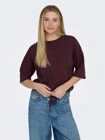 Onlsiteri Ss Loose Tie O-Neck Top Knit - AW26