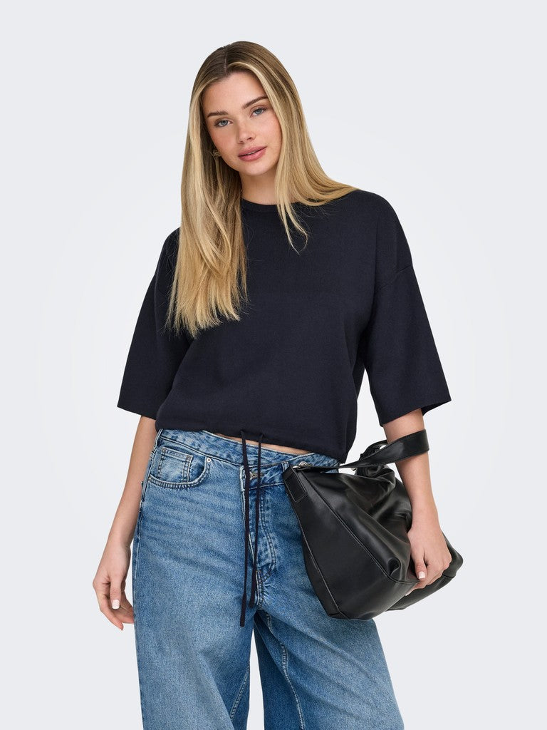 Onlsiteri Ss Loose Tie O-Neck Top Knit - AW26