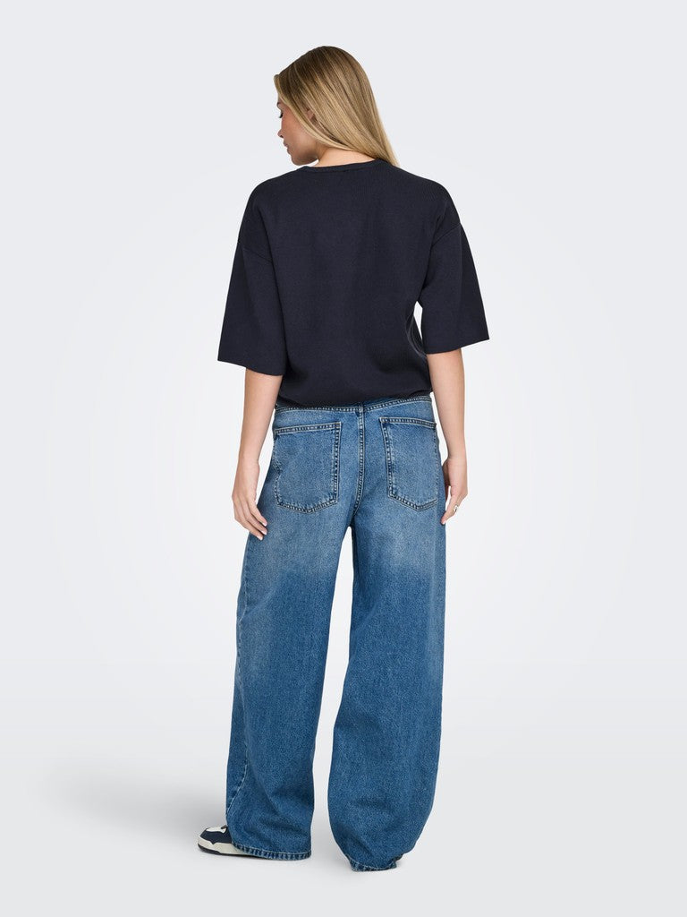 Onlsiteri Ss Loose Tie O-Neck Top Knit - AW26