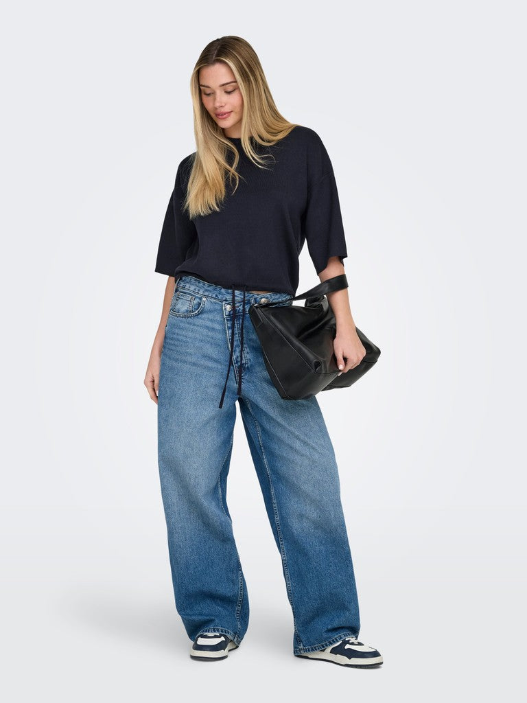 Onlsiteri Ss Loose Tie O-Neck Top Knit - AW26