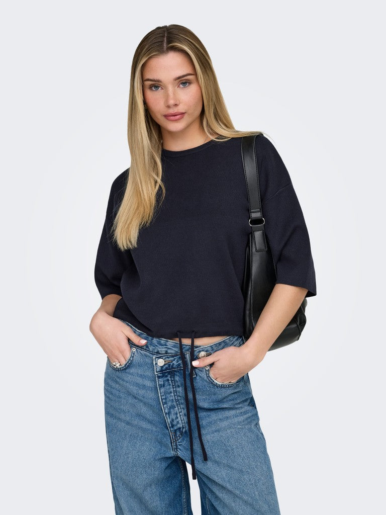 Onlsiteri Ss Loose Tie O-Neck Top Knit - AW26