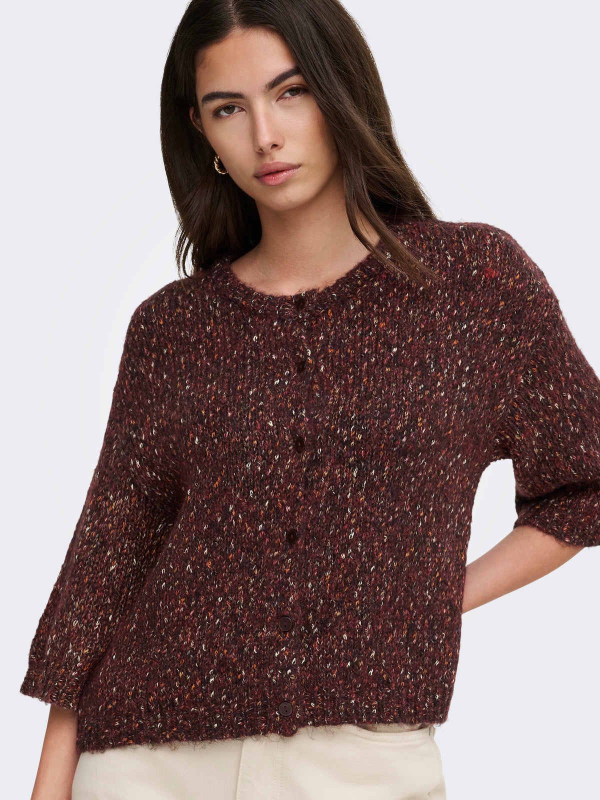 Onlzille Ss O-Neck Button Cardigan Knit