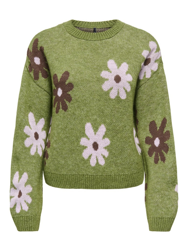 Onlfreesia Ls Flower O-Neck Knit Noos