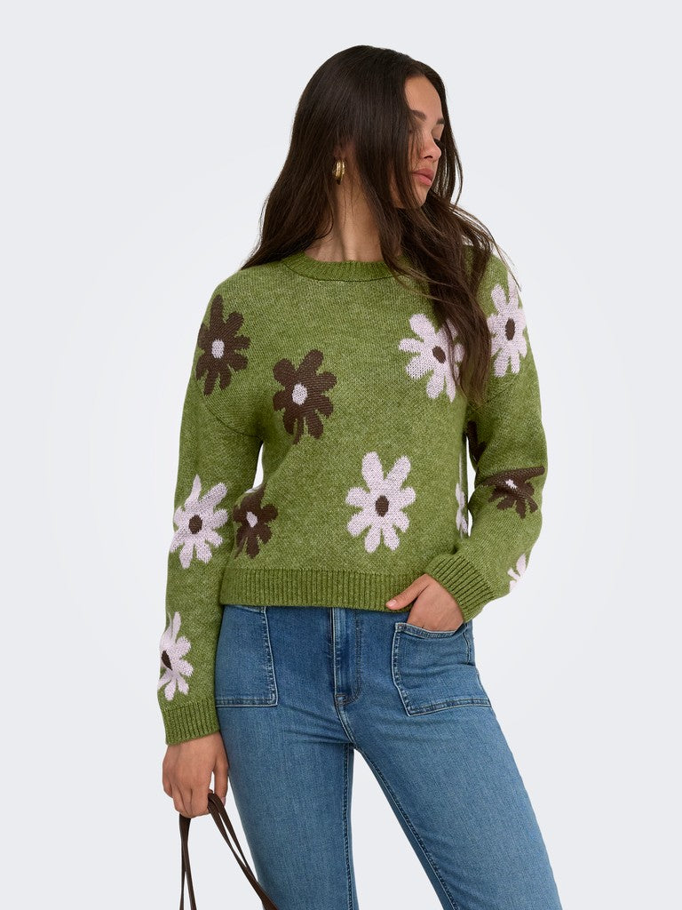 Onlfreesia Ls Flower O-Neck Knit Noos
