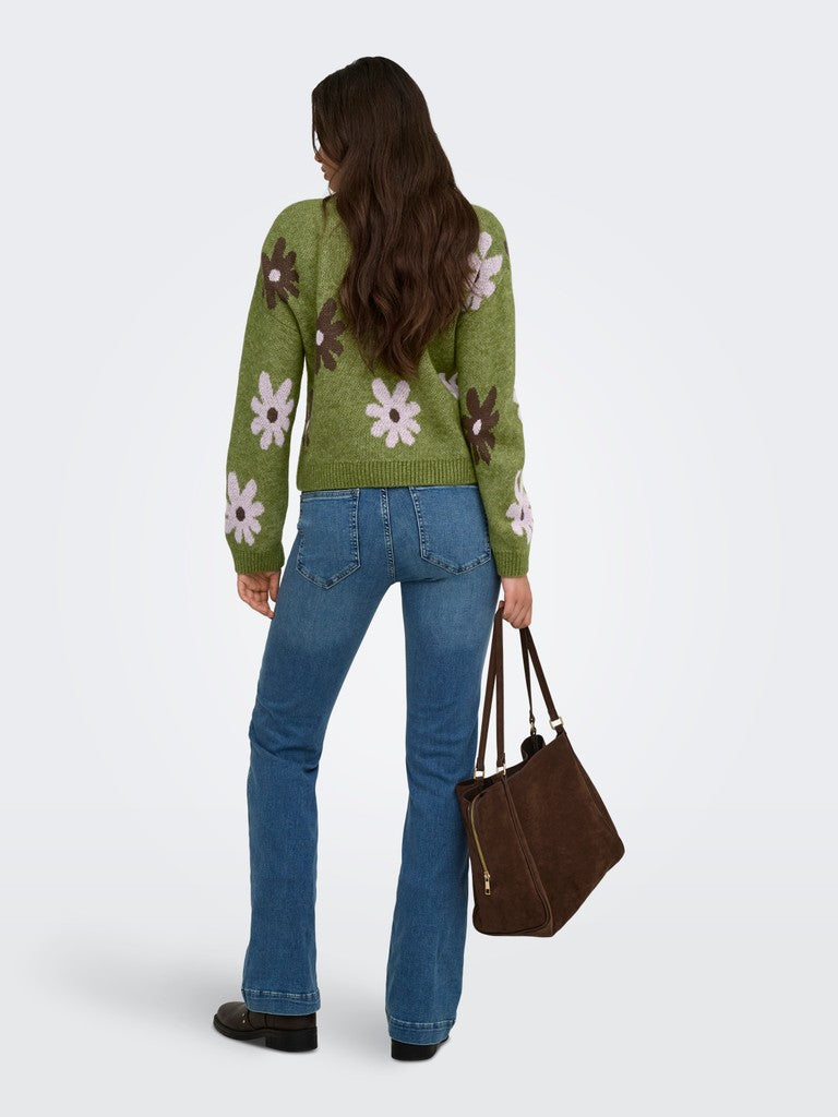 Onlfreesia Ls Flower O-Neck Knit Noos