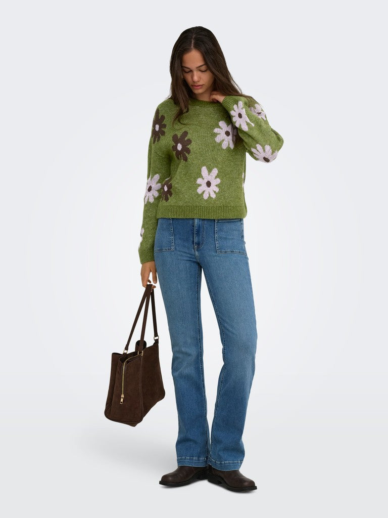 Onlfreesia Ls Flower O-Neck Knit Noos
