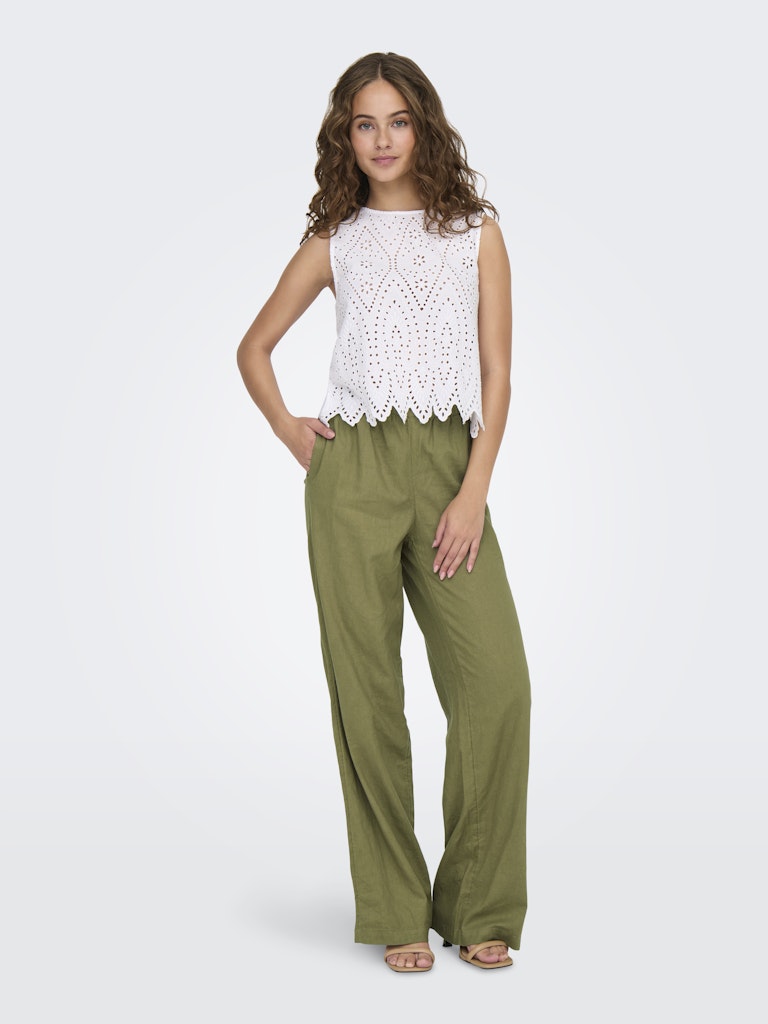 Broeken - Onlcaro Mw Linen Bl Pull-Up Pant van Only