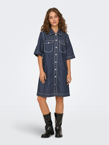 Jurken Onlbelle S/S Stripe Dress Denim van Only