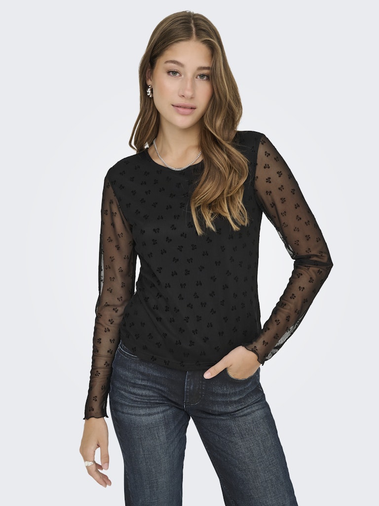 Tops - Onlsiena Mesh Flock L/S Top van Only