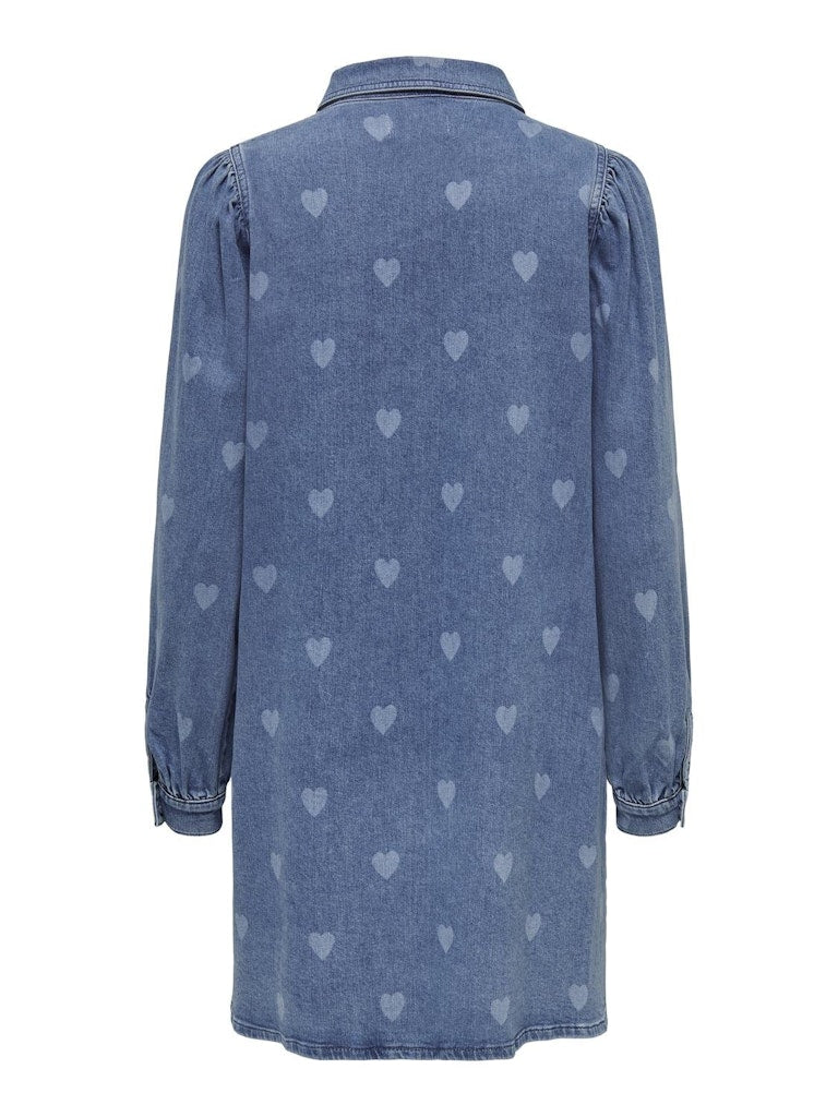 Jurken Onlalma L/S Heart Dress Denim van Only