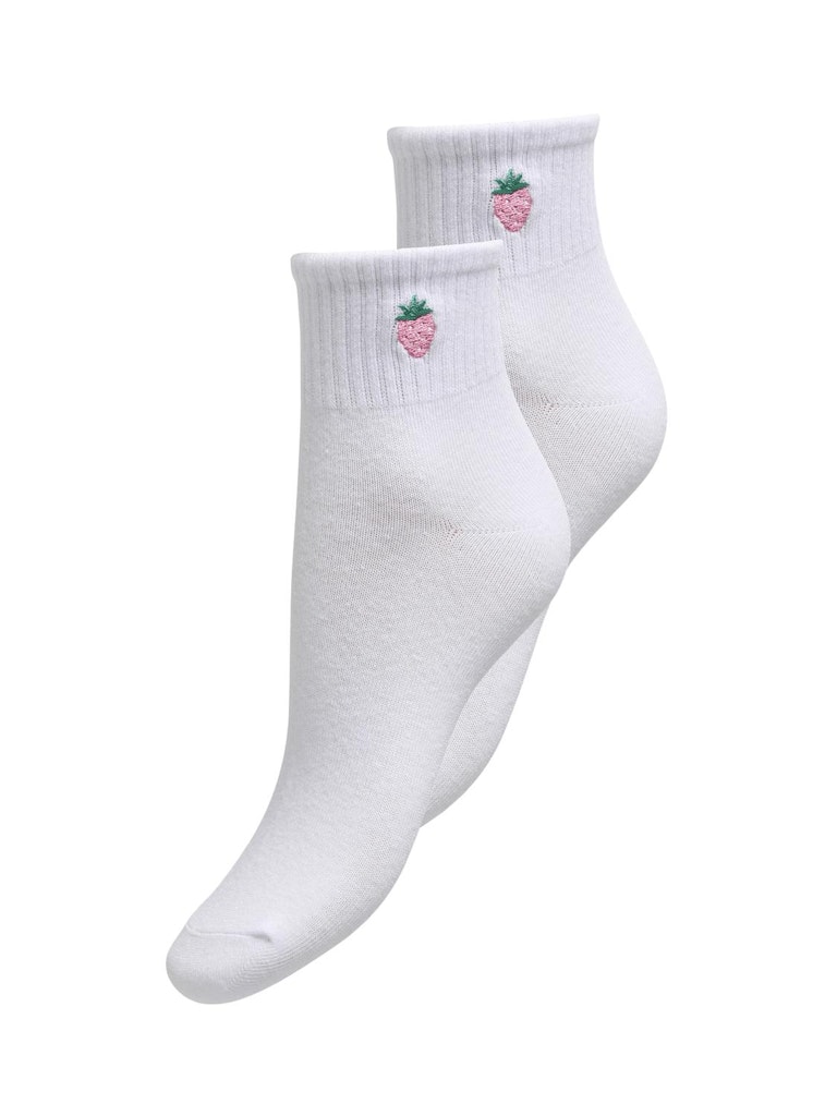 Bright White STRAWBERRY ONE SIZE Sokken - Onlmathilde Fruit Socks 2-Pack van Only