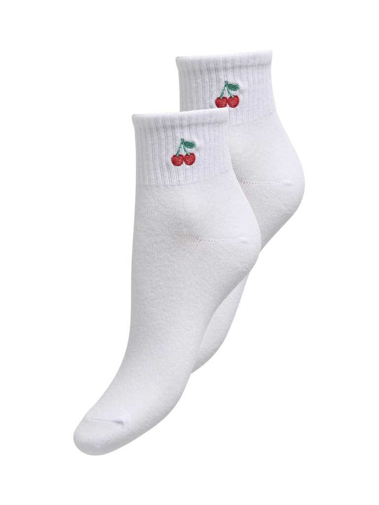 Bright White CHERRY ONE SIZE Sokken - Onlmathilde Fruit Socks 2-Pack van Only