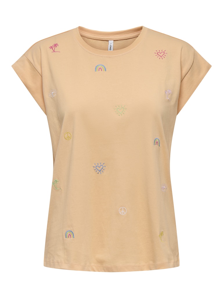 Caramel Cream Summer Tops - Onlimogine S/S Emb. Top van Only
