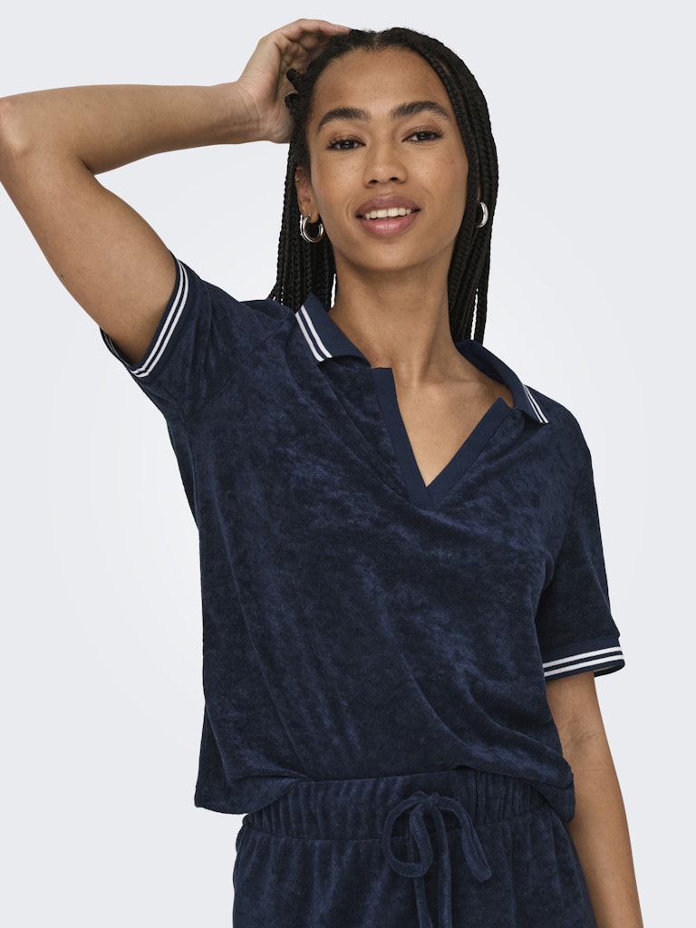 Tops - Onlvicky S/S Terry V-Neck Polo van Only