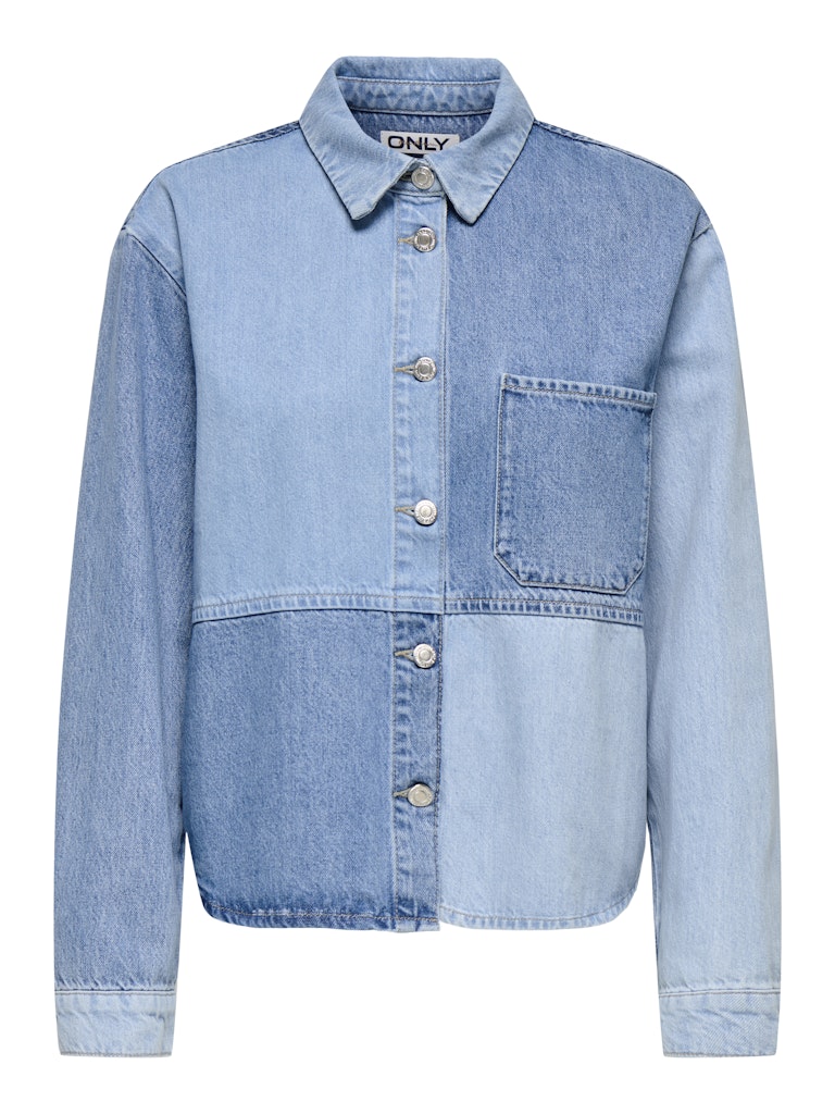 Light Blue Denim Jassen - Onlcassie Ls Rework Denim Shirt van Only