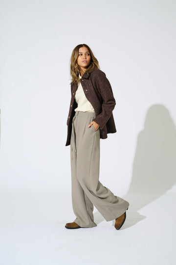 Onlmiria Hw Check Belt Wide Pants
