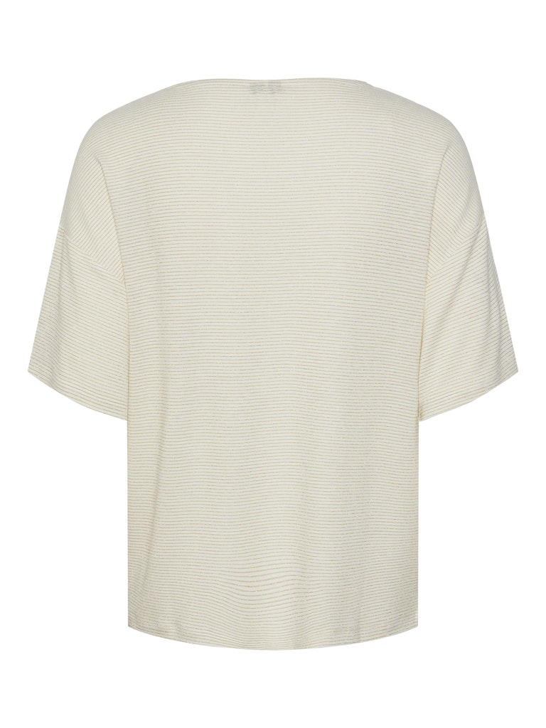 Bright White GOLD LUREX T-shirts - Pcbillo Oversized Tee Lurex Stripes Noos - SS25 van Pieces