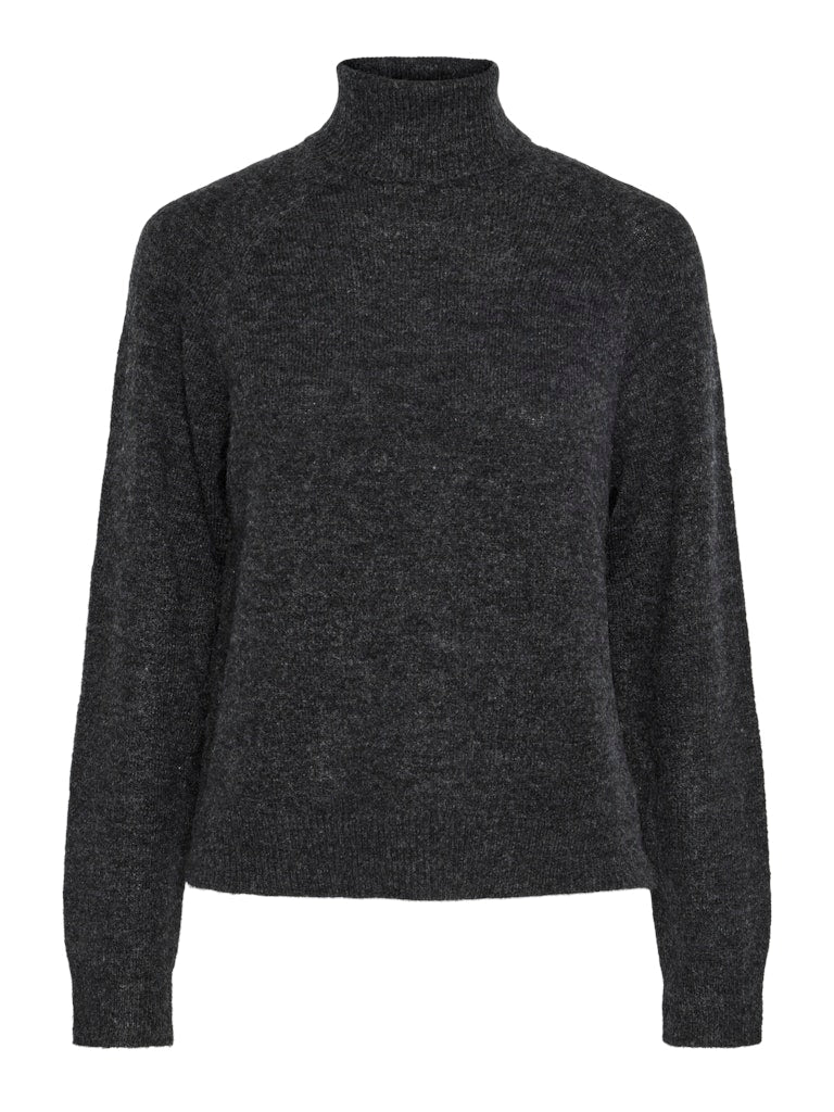 Dark Grey Melange Pulls - Pcjuliana Ls Rollneck Knit Noos van Pieces