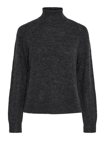 Dark Grey Melange Pulls - Pcjuliana Ls Rollneck Knit Noos van Pieces