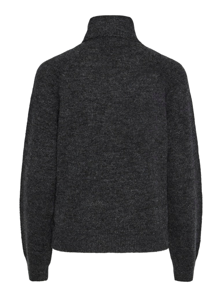 Dark Grey Melange Pulls - Pcjuliana Ls Rollneck Knit Noos van Pieces