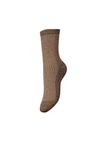 Morel Taupe Gray ONE SIZE Sokken - Pcsebby Glitter Stripe Socks Noos van Pieces