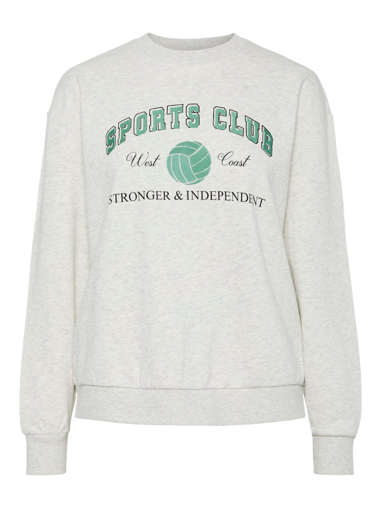 Light Grey Melange Green embroidery Sweaters - Pcarina Ls O-Neck Sweatshirt D2D van Pieces