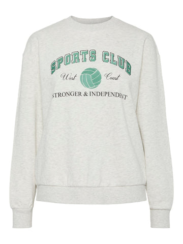 Light Grey Melange Green embroidery Sweaters - Pcarina Ls O-Neck Sweatshirt D2D van Pieces