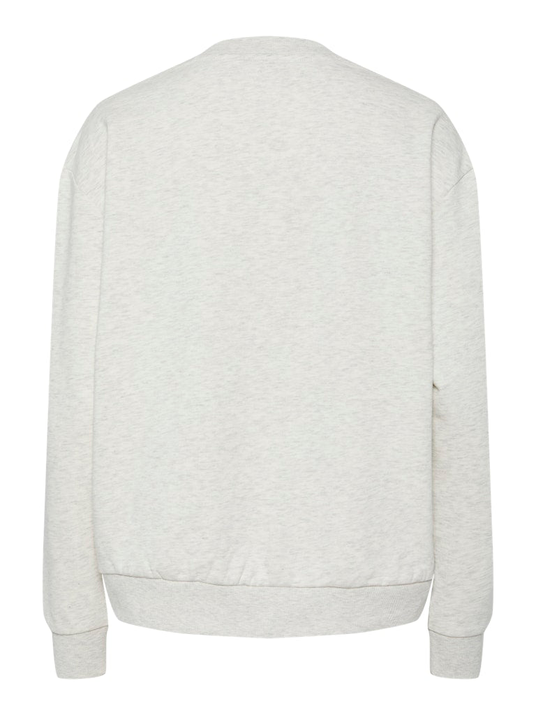 Light Grey Melange Green embroidery Sweaters - Pcarina Ls O-Neck Sweatshirt D2D van Pieces