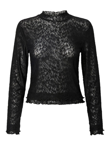 Black Tops - Pcollie Ls Lace Top van Pieces